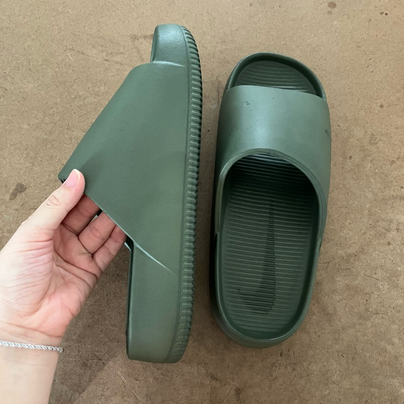 Sandal Slop Pria Hijau Army Sandal Slip On Karet Premium Sendal Slide On Pria Empuk Hijau Army Sanda