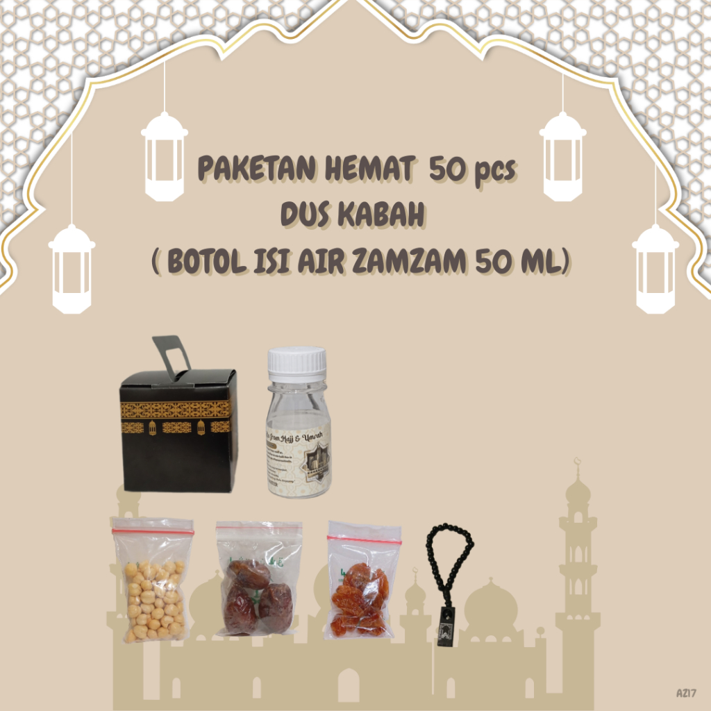 

G&C 50 pcs paketan hemat KABAH untuk oleh oleh haji dan umroh ( botol isi air zamzam 50 ml )