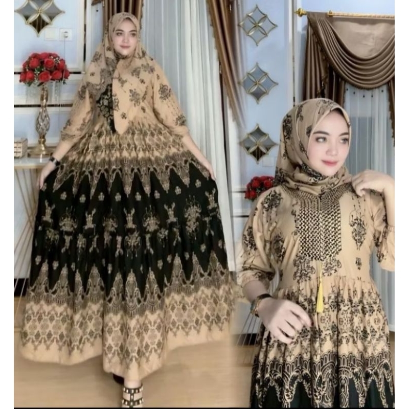 GAMIS KATUN MOTIF, GAMIS BUNGA, GAMIS HINDI