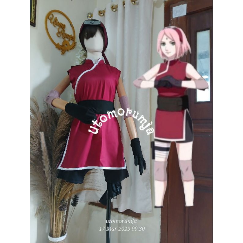utomorumja Kostum Cosplay setelan Sakura Haruno