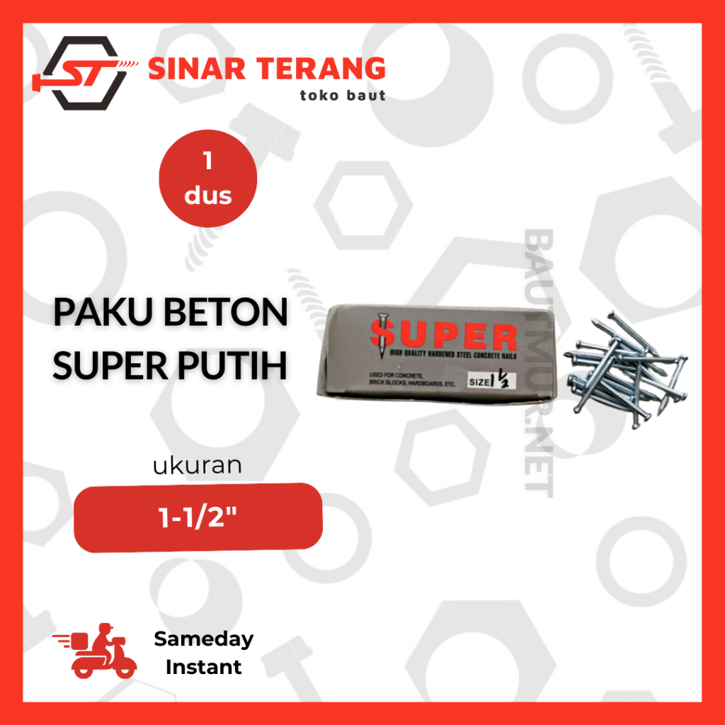 Paku Beton 1 1/2 inch Super - Paku Beton Putih 1.5 inch SUPER