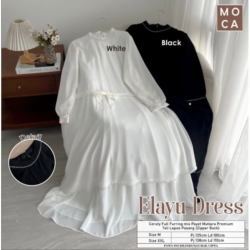 Elayu Alesa Aiza Dress Gamis Jumbo Allsize Busui Premium Original Ori Moca Berlabel