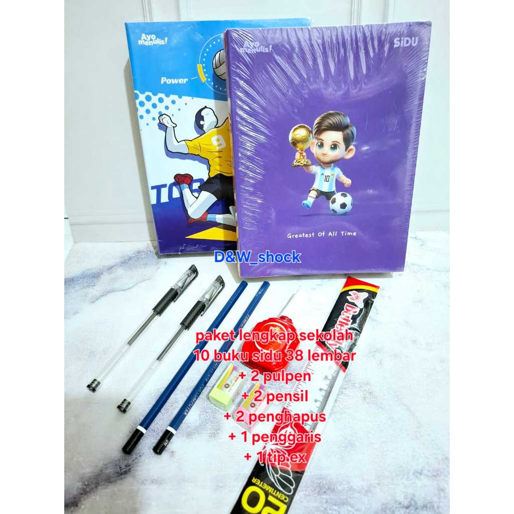 

D3W! (promo) Buku paket lengkap sekolah / 10 buku sidu 38 lembar +2pensil +2pulpen +2 penghapus