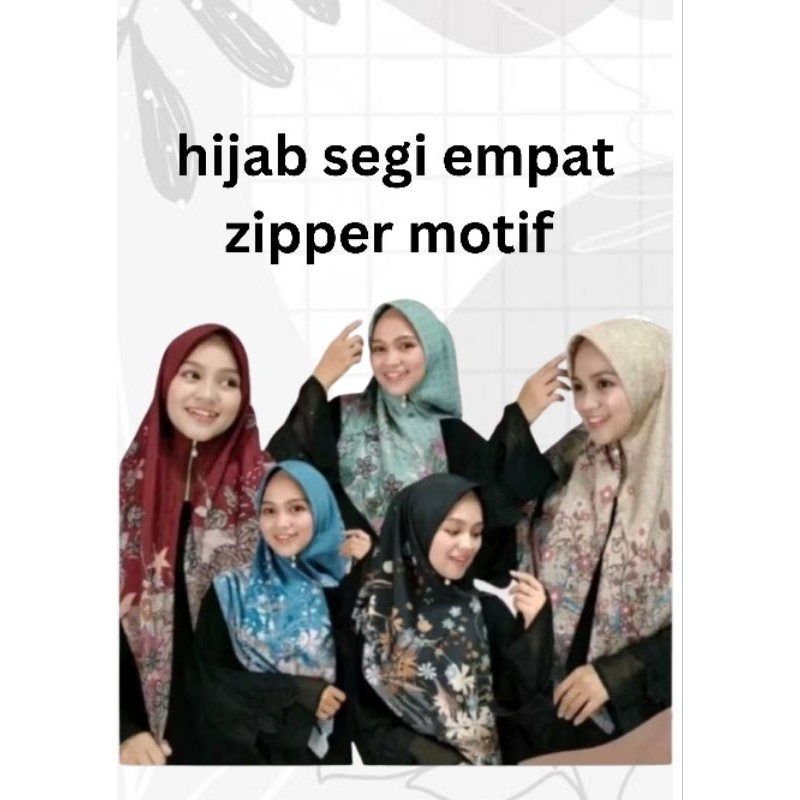 Hijab Segi Empat zipper Voal Motif  - hijab segi empat