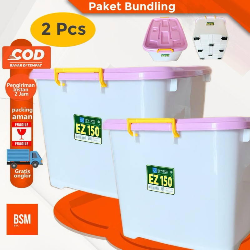 Pru - EZY CONTAINER BOX JUMBO BESAR 150 LITER KOTAK/TEMPAT PENYIMPANAN WADAH PLASTIK DENGAN RODA