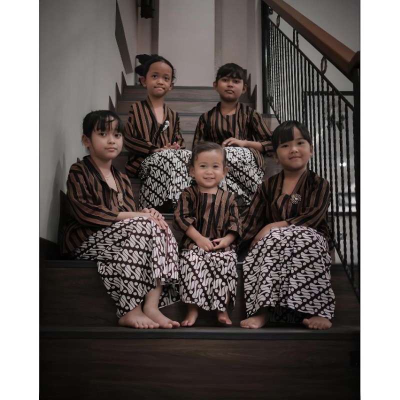 Kebaya Lurik Anak Perempuan | Atasan Kebaya Kutubaru Lurik Anak Bahan Kain Tenun Size S- 4L Baju Ten