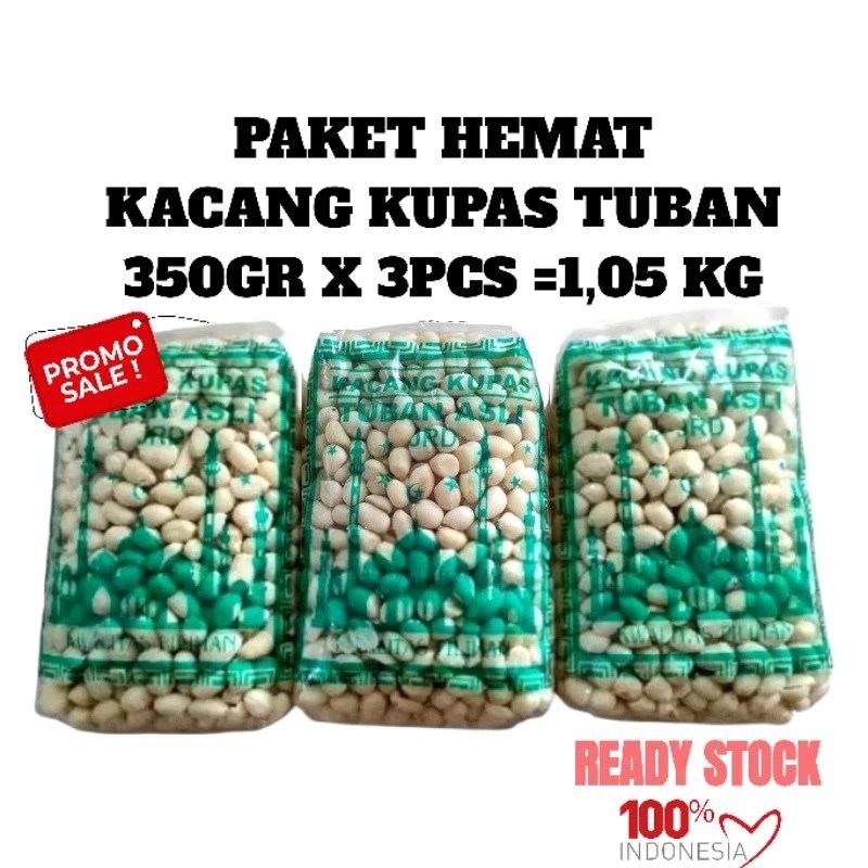 

(PAKET HEMAT 3 PCS )KACANG TUBAN KACANG KUPAS ALQASEEM 3 PCS X 350 GR
