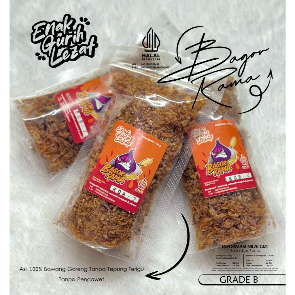 

Bawang Goreng Rama / Bagor Rama Grade B asli tanpa campuran