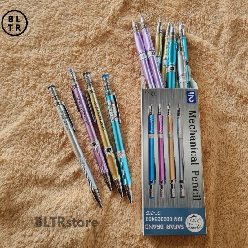 PCS // PENSIL MEKANIK 2B ISIAN 2.0mm SAFARI WARNA METALIK (SF202) /PENSIL MEKANIK/PENSIL ISIAN/PENSI