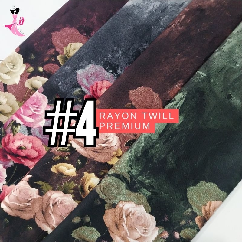 Rayon twill 1.5 dan 2.5 meteran / twill motif / rayon twill premium / rayon bunga / print rayon visc