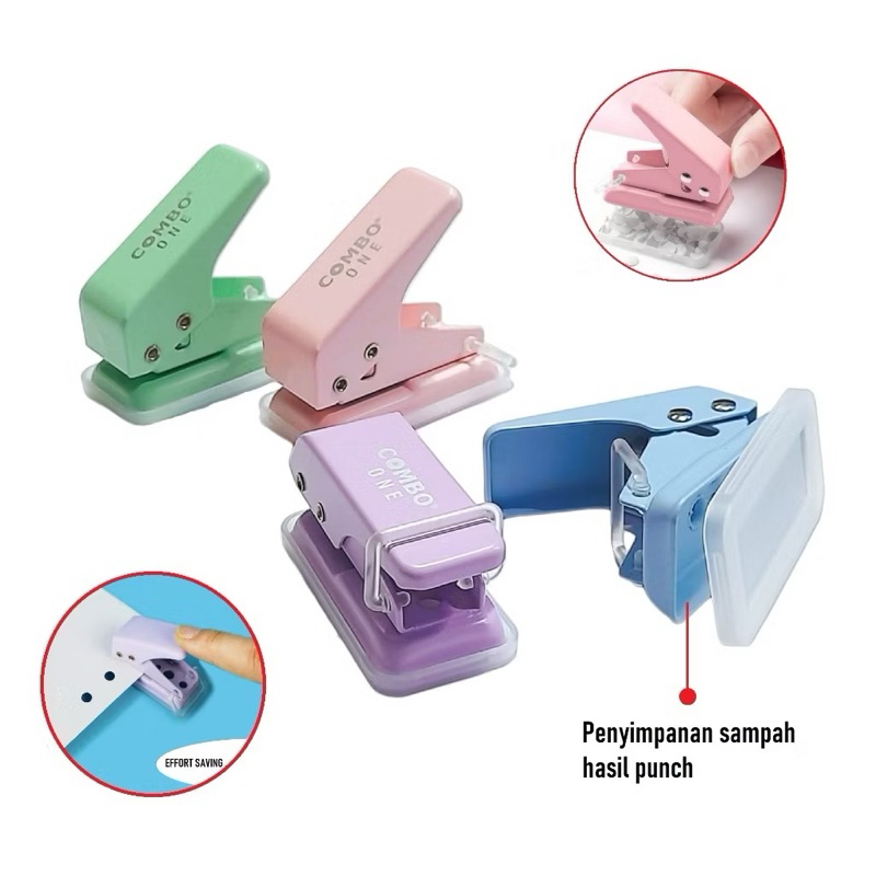 

One Hole Punch / Pembolong Kertas 1 Lubang / Perforator 1 Hole Combo