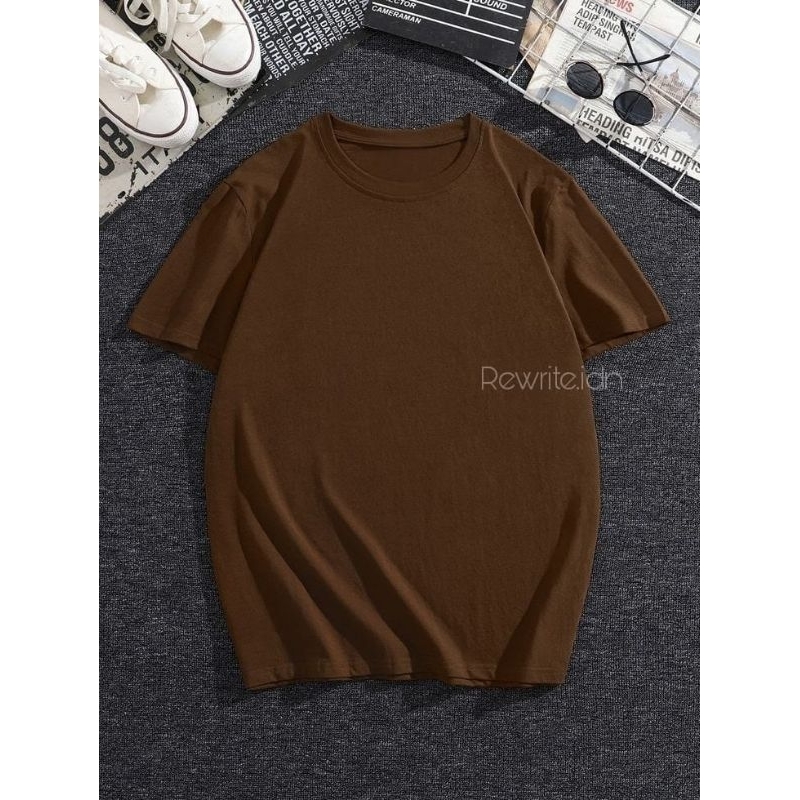 KAOS POLOS PRIA DAN WANITA COKLAT TUA COMBED 24S