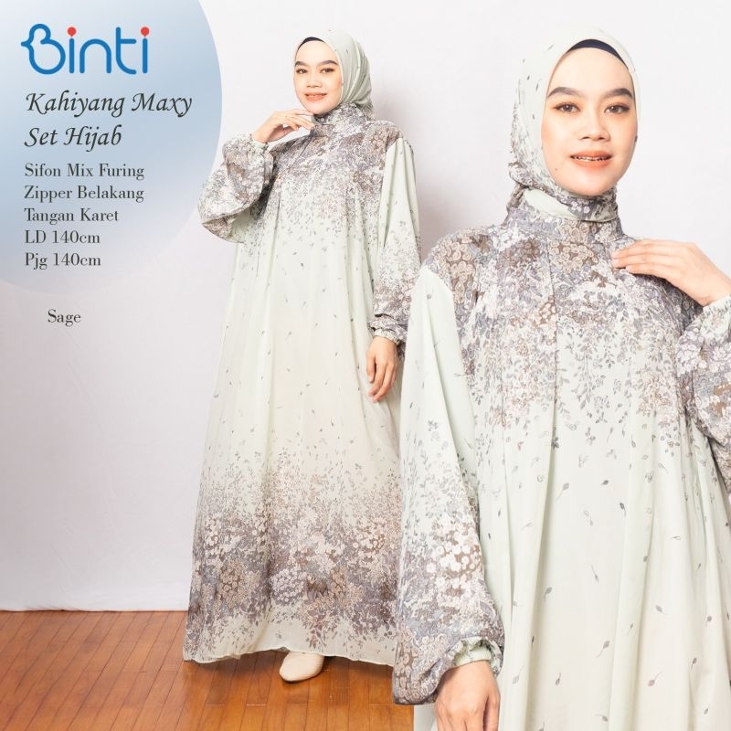 NEW ARRIVAL KAHIYANG DRESS SET HIJAB LD 140 4XL XXXXL SIFON MIX FURING BY BINTI   Karet Muslim Panja