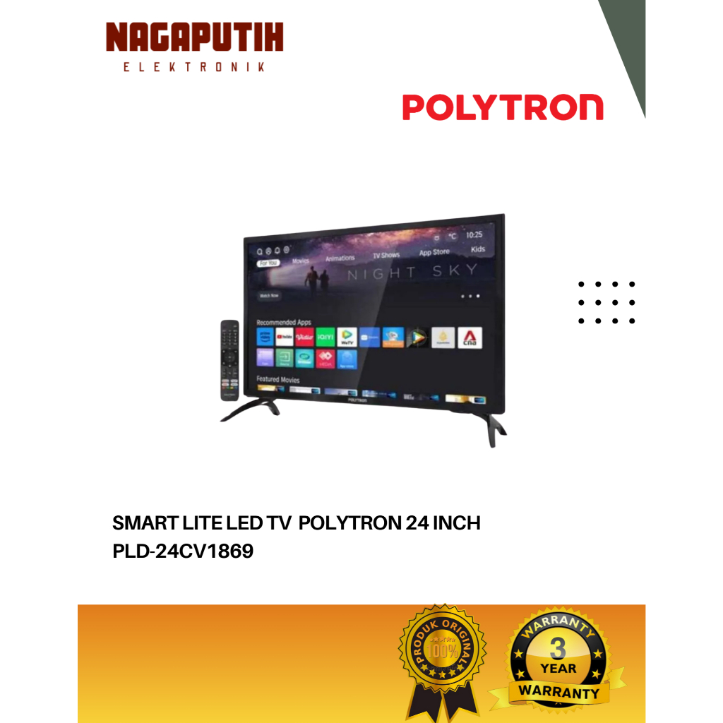 POLYTRON LED Smart TV Lite 24 Inch PLD-24CV1869 Garansi