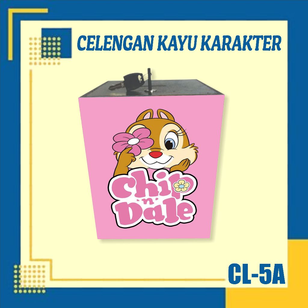 CELENGAN KARAKTER LUCU KAYU KARAKTER CHIP N DALE KARTUN LUCU, CELENGAN KARAKTER LUCU ANAK, KOTAK TAB
