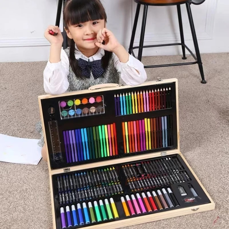 

RB Brutfuner 180 Piece Professional Painting Brush Set Color Pencil Crayon 180Pcs Wood Crayon set