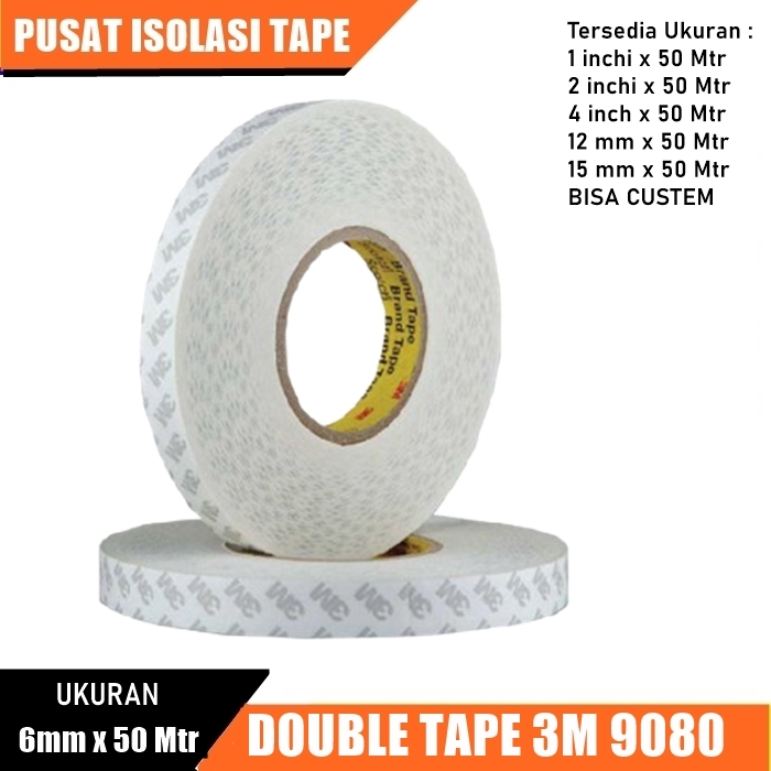 

3M Double Tape 9080 Ukuran 6mm x 50 Mtr Double Tape Coated