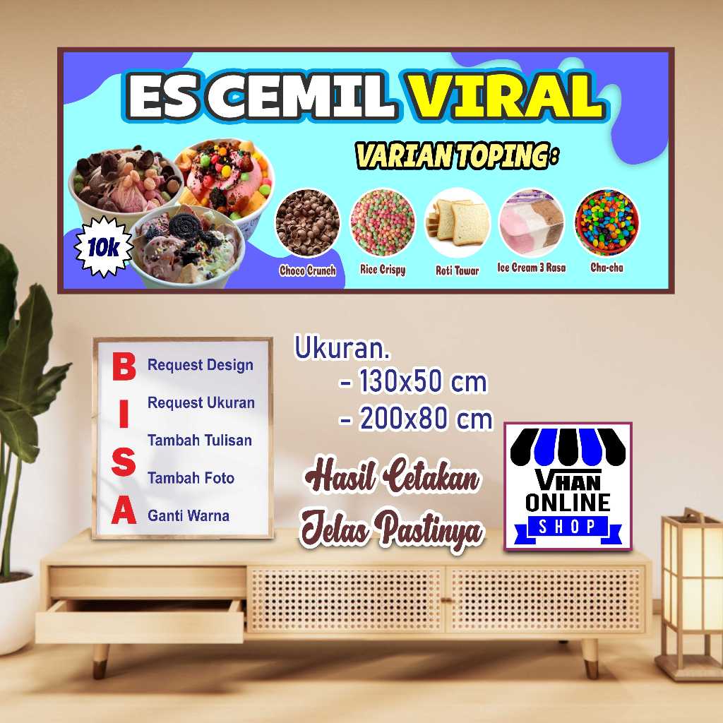 Cetak Banner Spandukl Es Cream Cemil Viral Bagus Murah