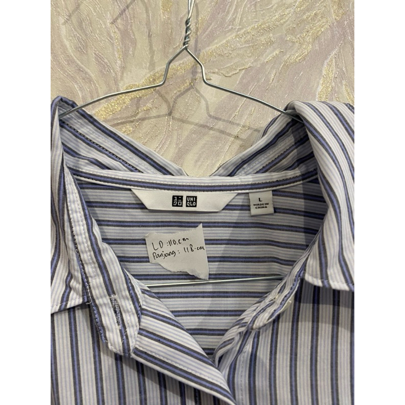 Gaun Kemeja Rayon Blend | Garis Lengan Panjang UNIQLO