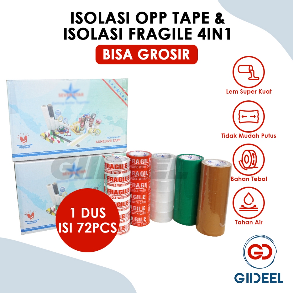 

GIIDEEL Solasi Lakban Bening 45mmx80 Yard & Lakban Coklat 45mmx70 Yard 1 DUS