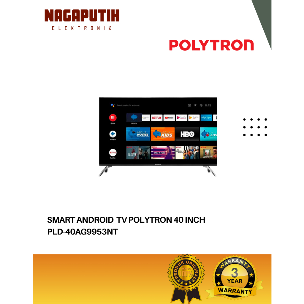 POLYTRON Smart Android TV 40 inc PLD-40AG9953NT GARANSI RESMI