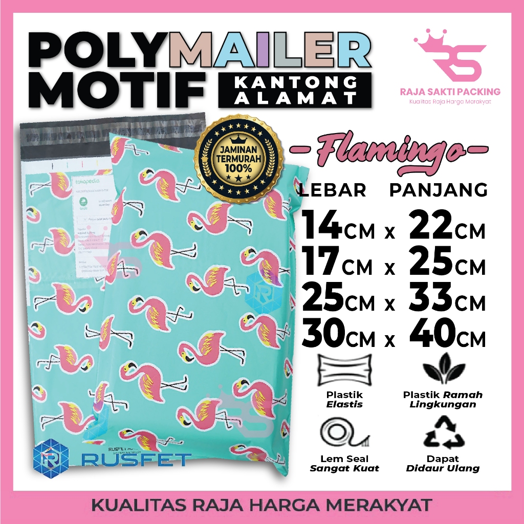 

Polymailer Motif Premium Flamingo Terdapat Kantong Alamat Amplop Plastik Packing Rusfet Satuan Termurah