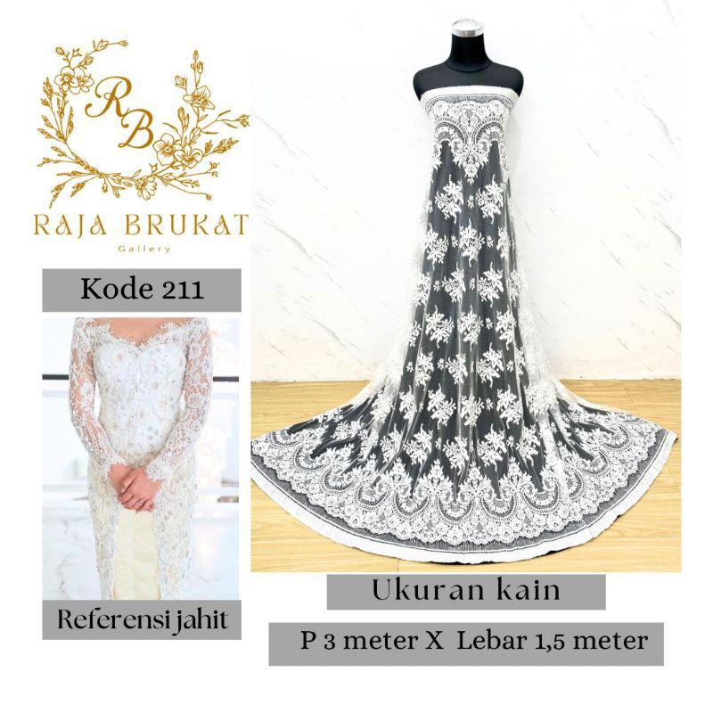 Kain Panel Brukat Semi Prancis Outline Metalic - 211 - Grade B - Panjang 3 m Lebar 1,5 m - Kain Bruk