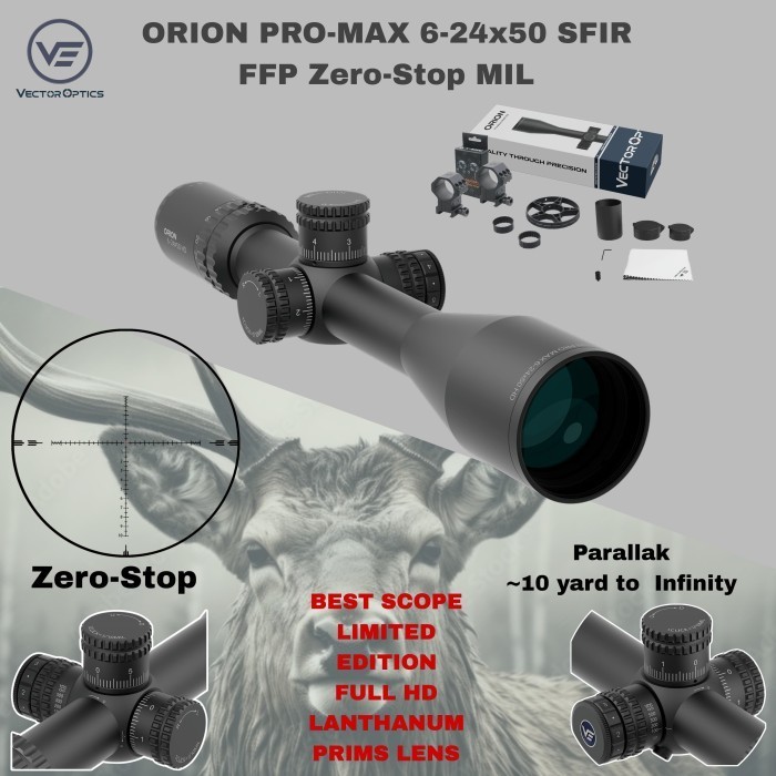 VECTOR ORION PRO MAX 6-24x50 MIL HD FFP ZERO STOP MIL