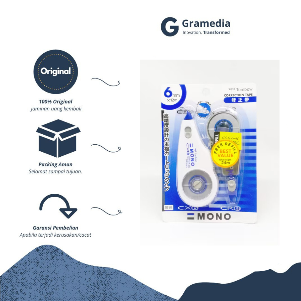 

Tombow Correction Tape Refillable + Ct-Cx6Cr6 Hns