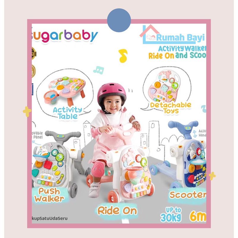 Sugarbaby 5in1 Activity Walker, Ride-On and Scooter/Push walker/Activity walker/Baby walker (SUGARBA