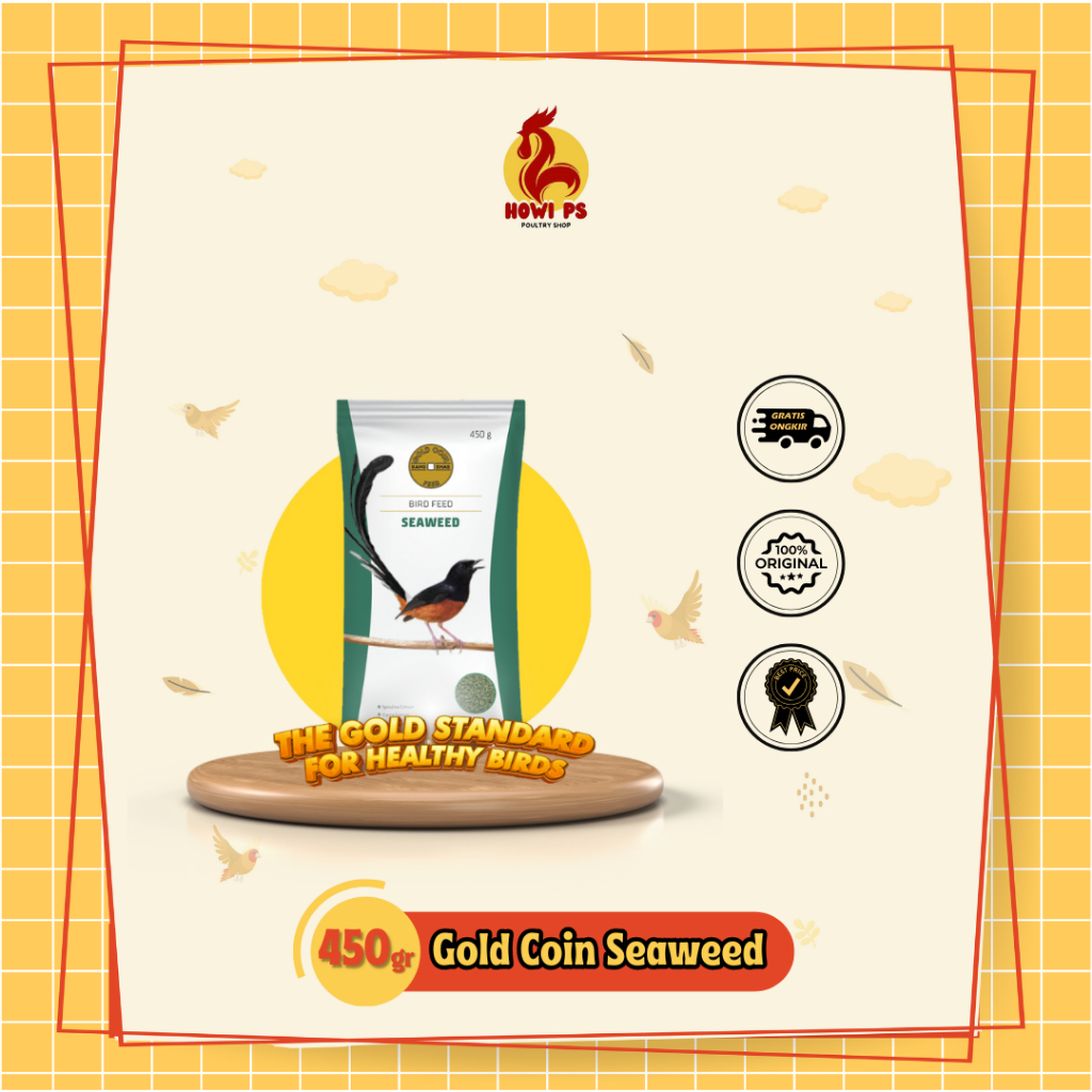 Gold Coin Seaweed pur Burung Pakan Jalak bali, Kacer, Jalak, Kapas Tembak, Cucak Hijau, Pentet/Cende