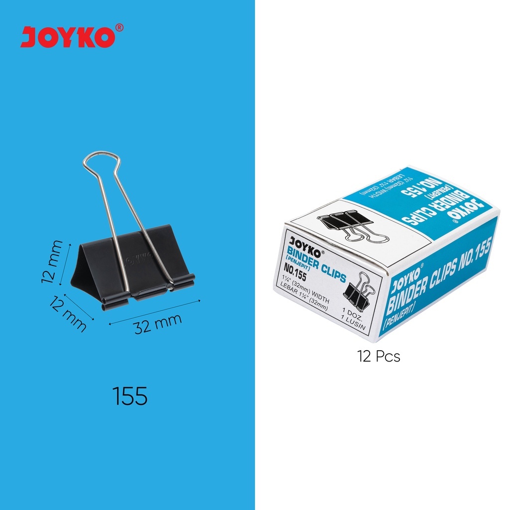 

Binder Clips Joyko NO.155 / Klip Penjepit Kertas Joyko No.155
