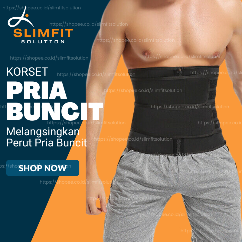 Korset Pelangsing Pengecil Perut Bucit Olahraga Pria DOUBLE STRAP Pembakar Lemak Corset Pria Pengeci