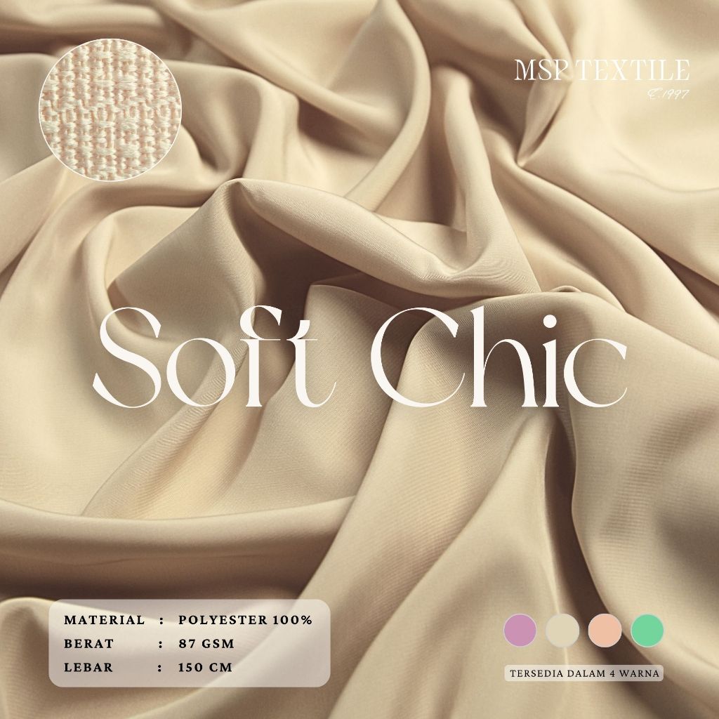 SOFT CHIC BAHAN KAIN KUALITAS PREMIUM POLYESTER UNTUK DRESS KEMEJA GAMIS TUNIK BLAZER ATASAN CELANA
