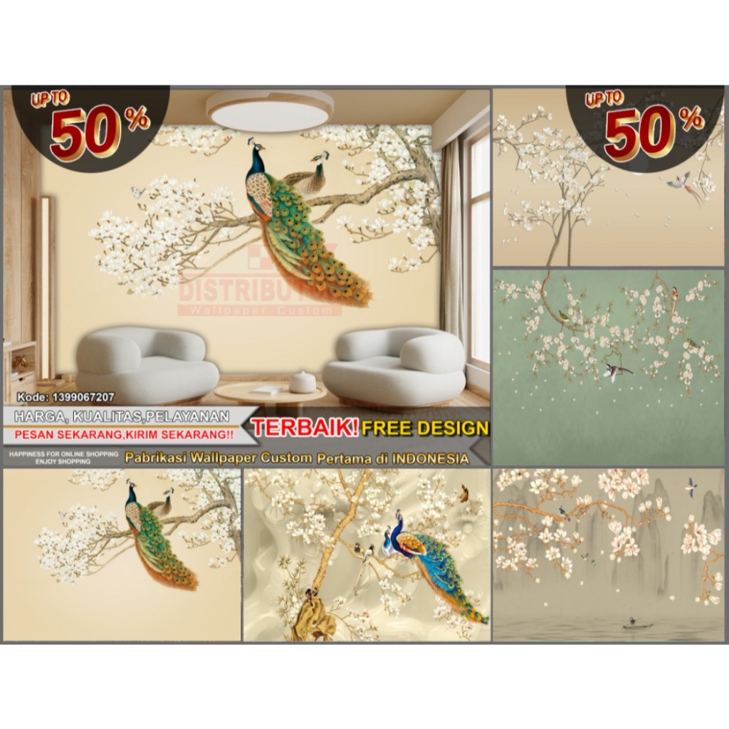 Wallpaper Custom Tema Chinoiserie | Wallpaper Request Gambar | Wallpaper Kamar | Wallpaper Ruang Mak