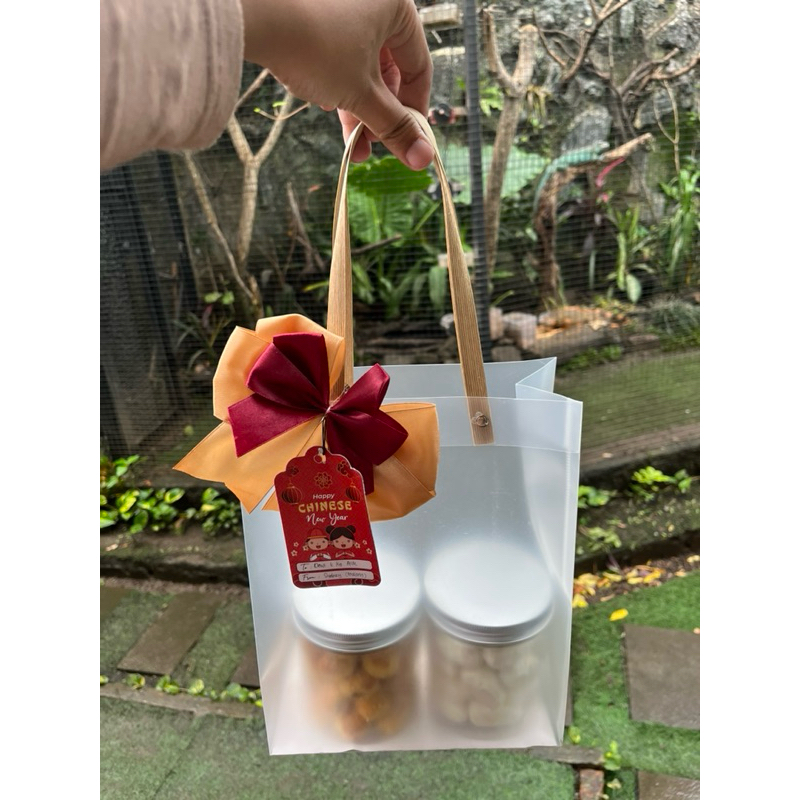 

tas transparan / tas hampers / handflower bag off