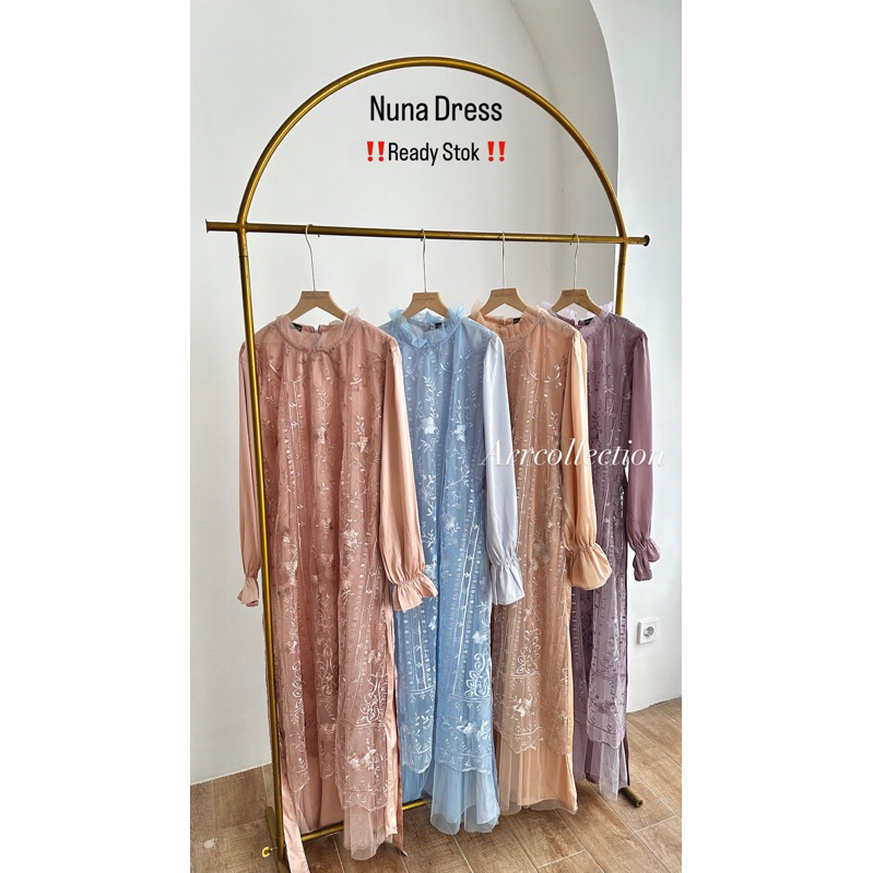 NUNA DRESS  READY STOK brukat Mix Tile Dress Raya lebaran