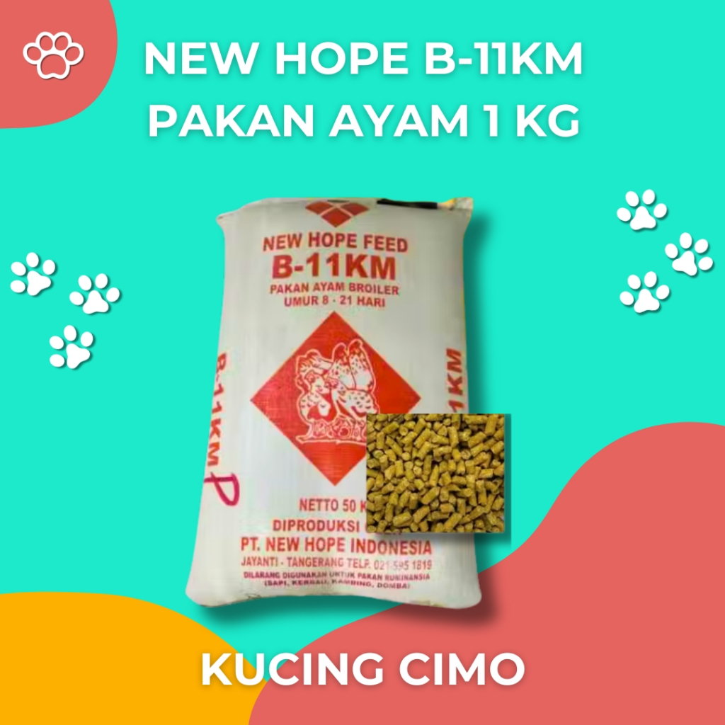 Pakan Ayam Ras Pedaging Umur 8-21 Hari New Hope B 11 KM Repack 1kg