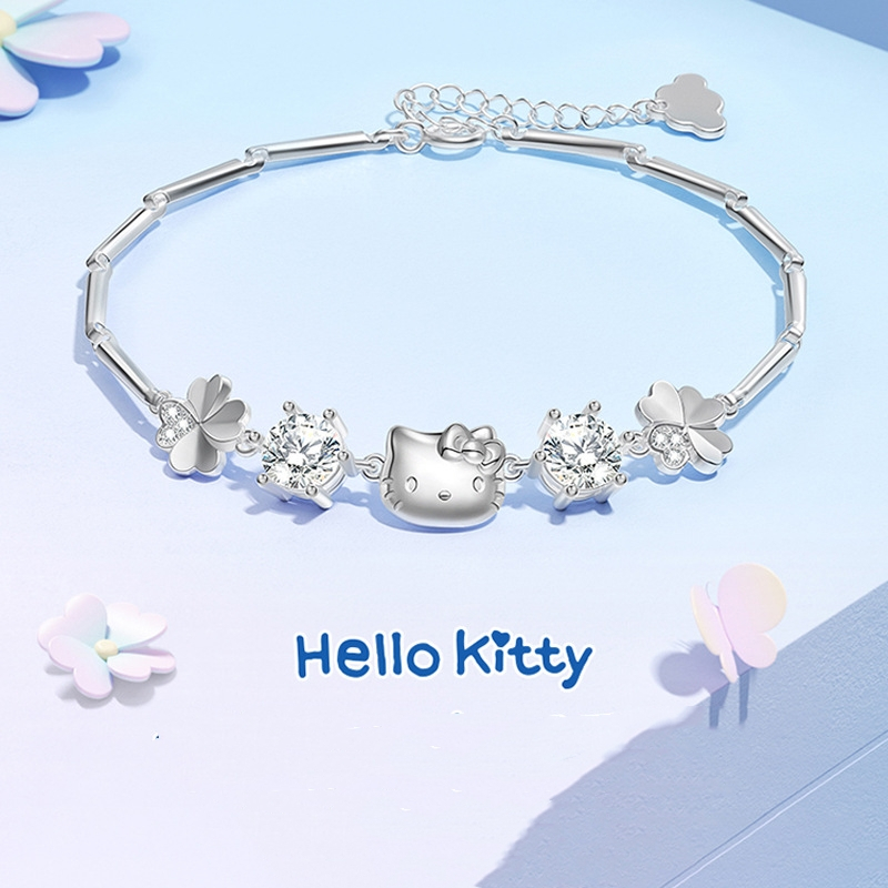 Gelang Perak Asli Emas Putih Gelang Manik Manik Aesthetic Gelang Titanium Anti Karat Wanita Berlian