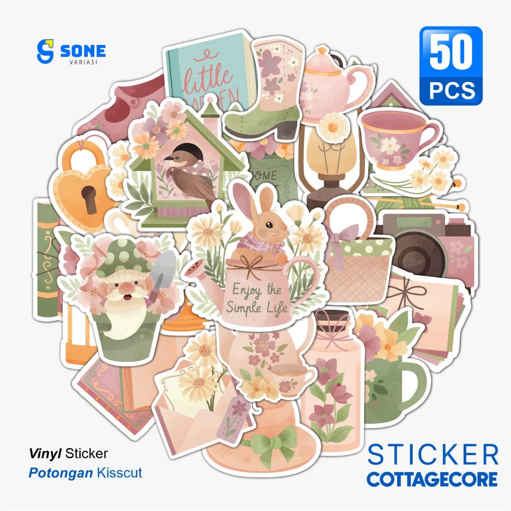 

Stiker COTTAGECORE Vinyl Waterproof Anti Air - Sticker Aesthetic Helm Buku Journal Koper Motor Casing HP Laptop Tumbler Setiker
