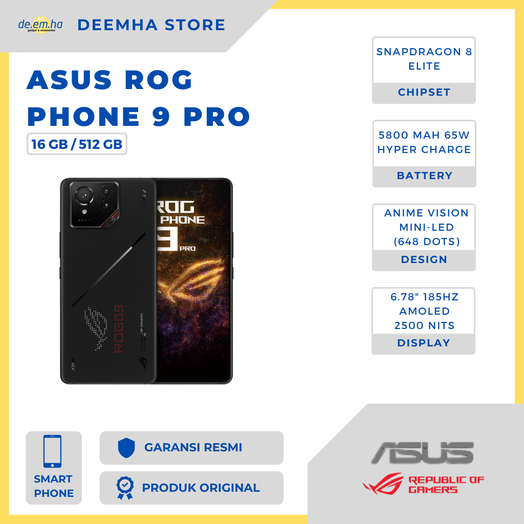 [HP GAMING PRO 2025] ASUS ROG Phone 9 Pro 16/512GB Garansi Resmi | Snapdragon 8 Elite
