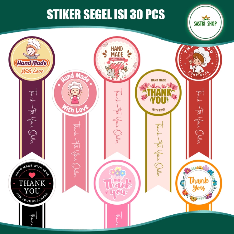 Stiker Segel Makanan Stiker Hand Made Ukuran 10 cm x 3.8 cm Isi 30 pcs Stiker Label Murah