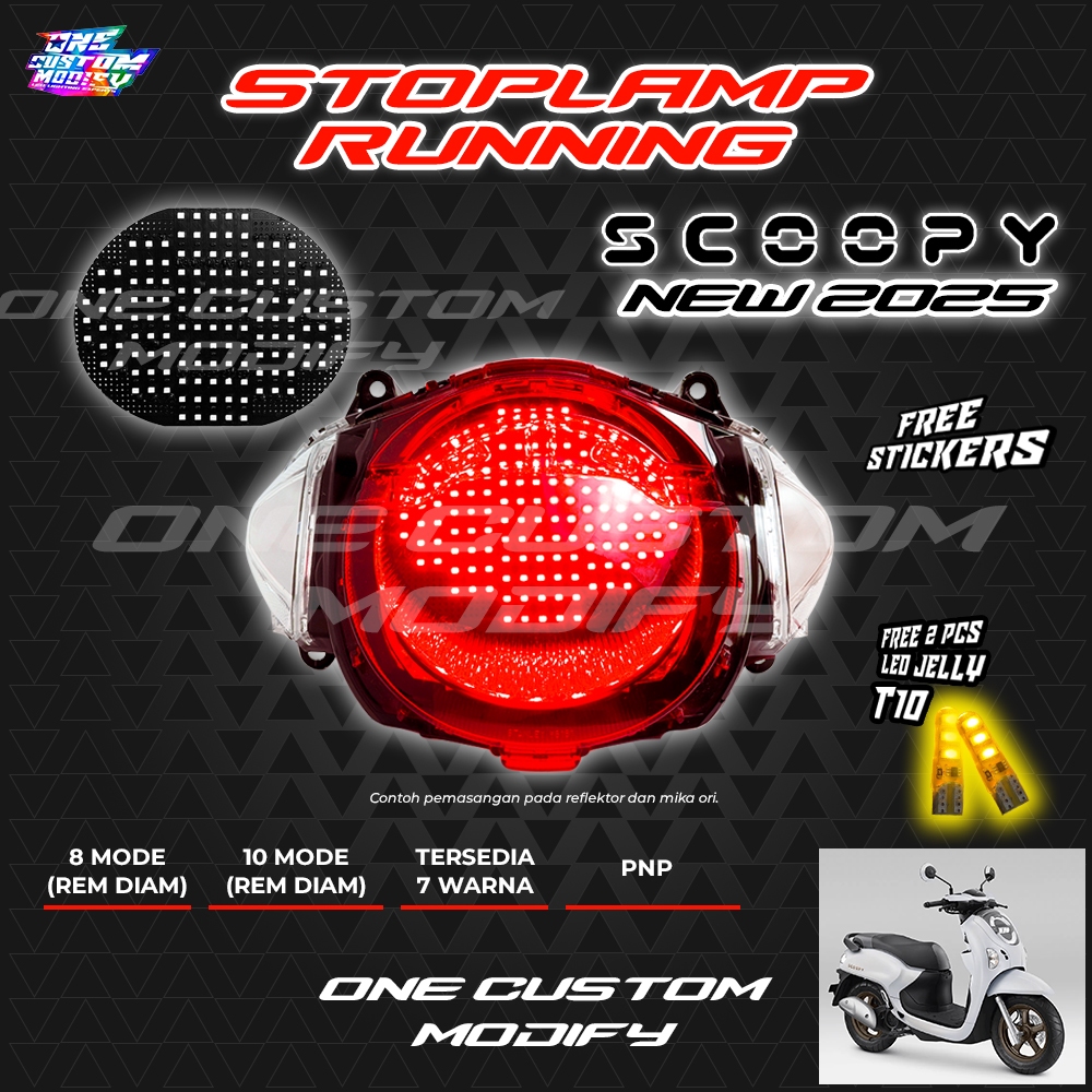 Stoplamp Running All New Scoopy Lampu LED Rem Variasi Belakang Motor Prestige One Custom Modify