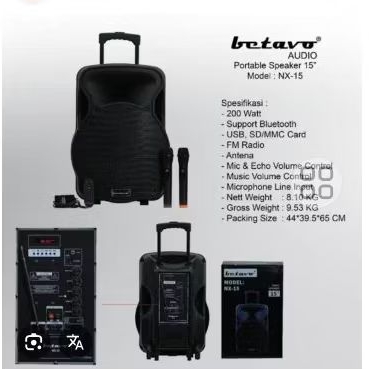 SPEAKER  PORTABLE BETAVO NX-15 15 INCH NX 15