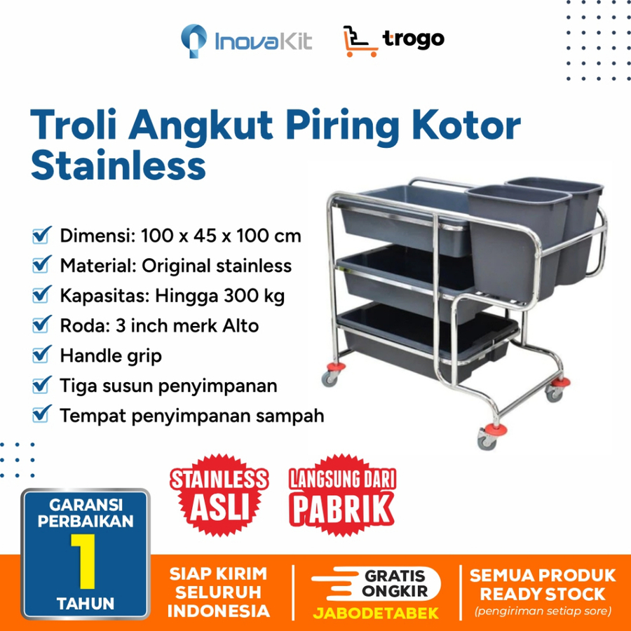 Troli Piring Kotor | Troli Pengangkut Piring Kotor | Troli Pengumpul Piring Kotor | Troli Collecting