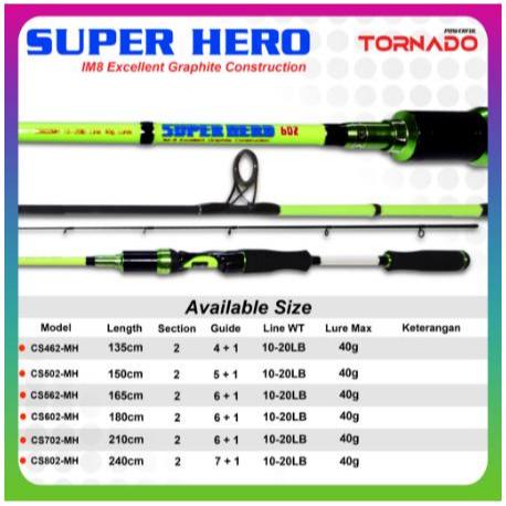 Joran TORNADO SUPER HERO Spinning Carbon Sambung 2 Middle Joint