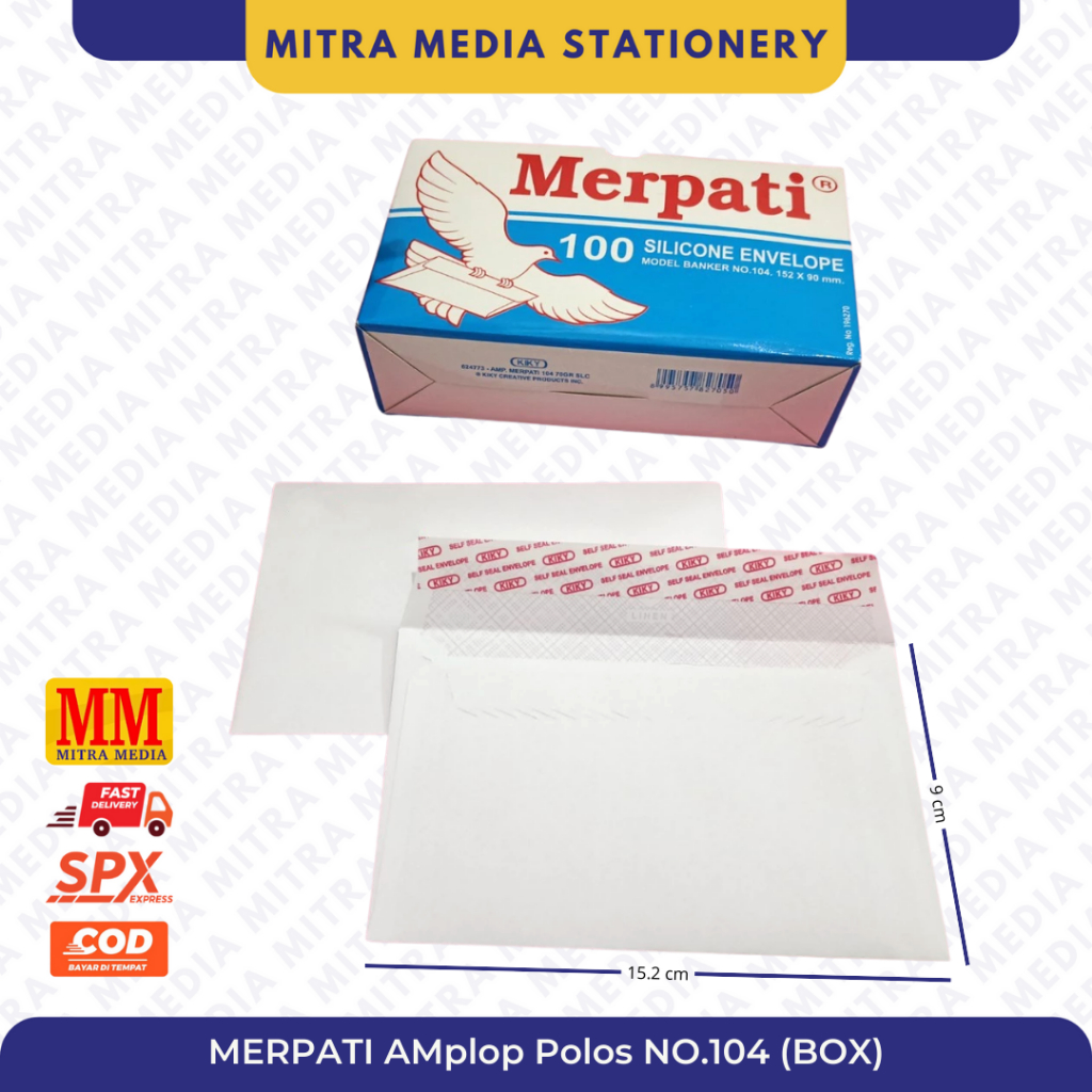 

Amplop Polos Merpati No. 104 - 70 GRAM Silicone (Perekat) - 1 Pack isi 100 Amplop