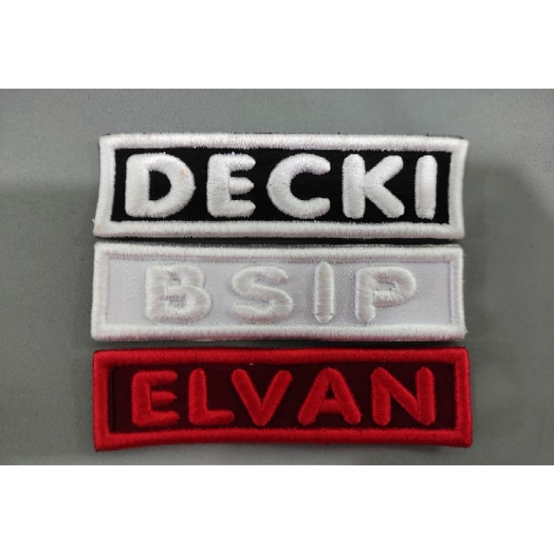 Bordir Nama Timbul /Bordir Nama Biasa (tidak timbul)