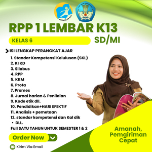 

RPP 1 LEMBAR KELAS 6 SD/MI KURIKULUM 2013