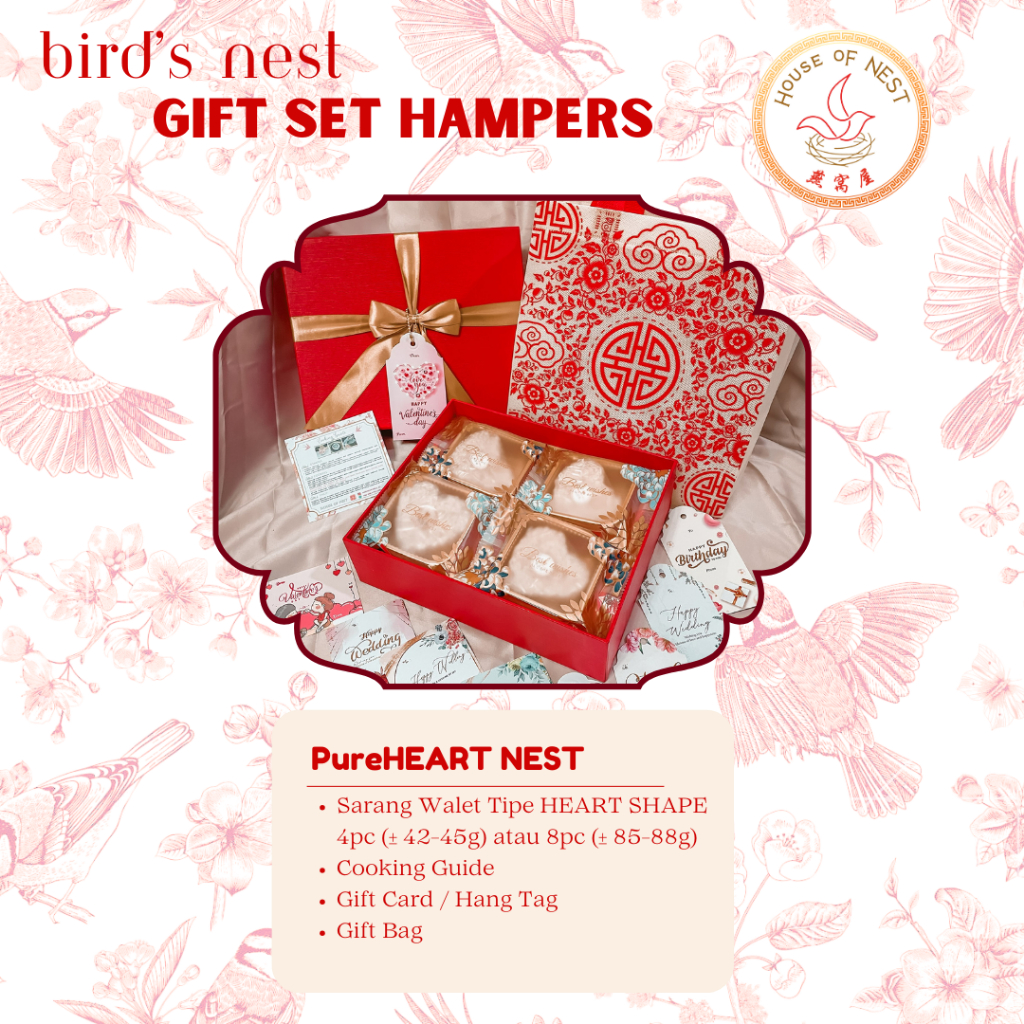 

BIRDNEST Pure HEART Gift Set Hampers SARANG BURUNG WALET Love Shape BIRD NEST ASLI 燕窝 HoN